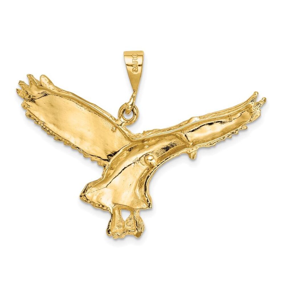 10k Yellow Gold Solid Polished Eagle Pendant - image 4